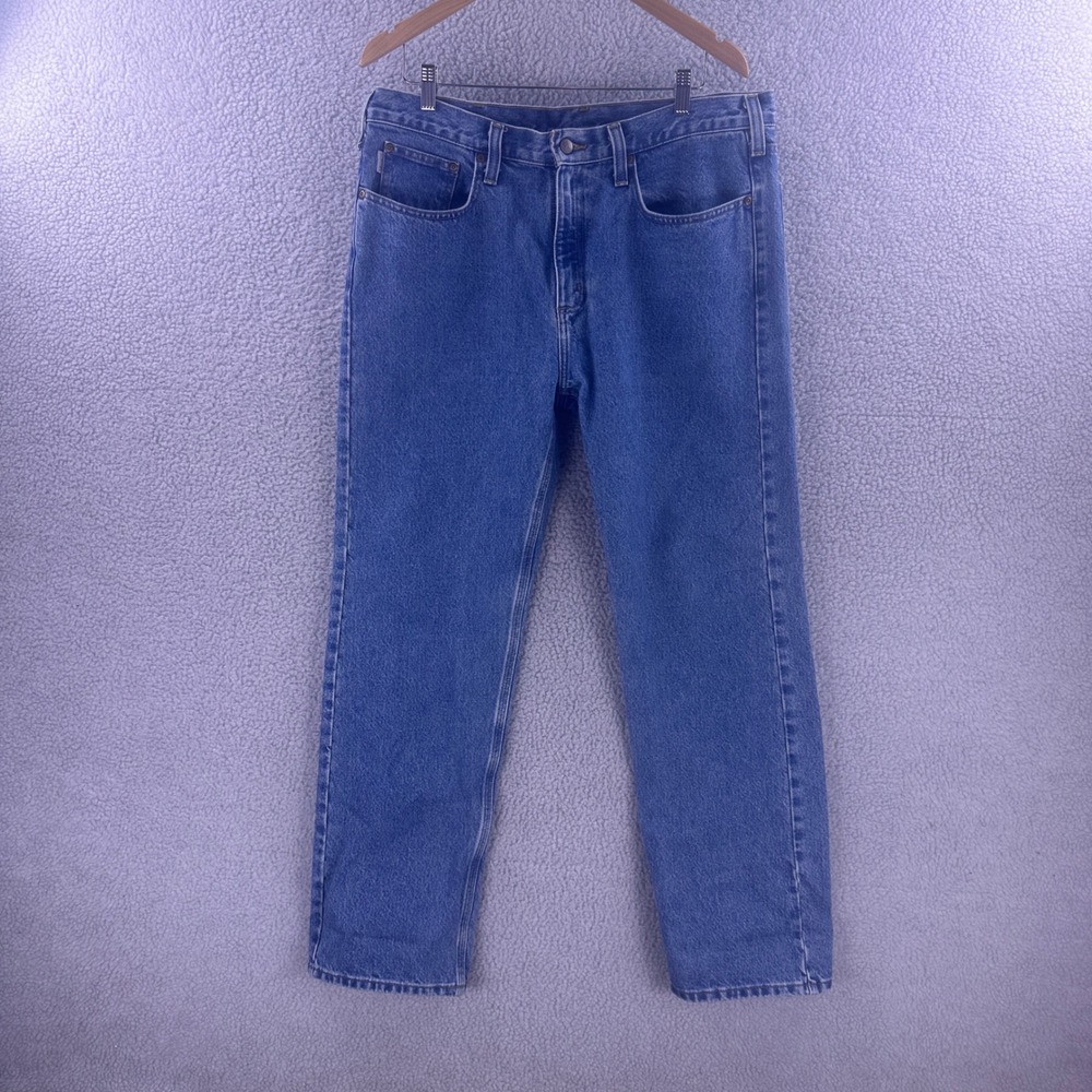 Carhartt B460 LVB Relaxed Fit Blue Denim Jeans Mens 36x32 Medium Wash Baggy